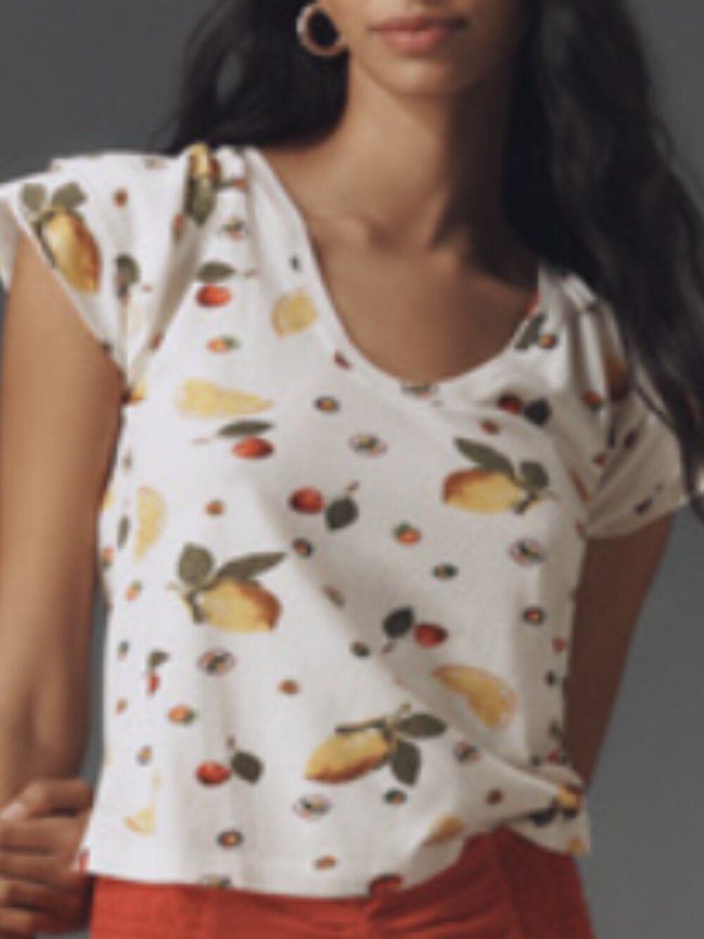NWT Anthropologie (Maeve) Scoop-Neck Flounce-Sleeve Tee, Size M